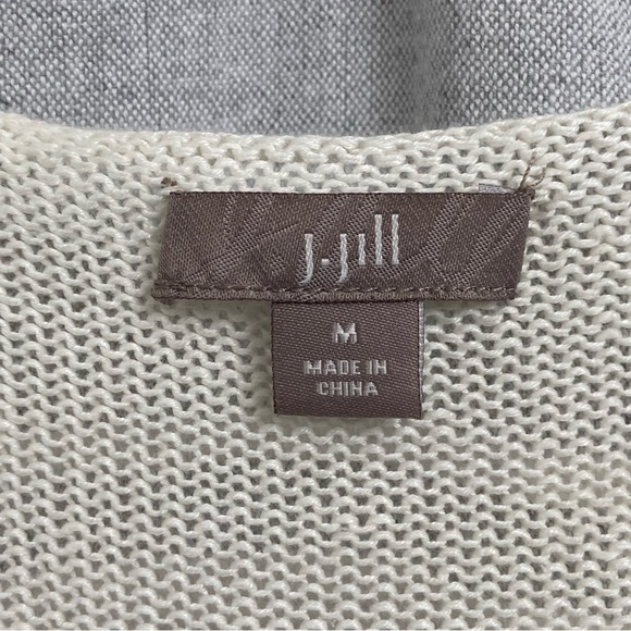 J. JILL / Linen Blend Knit Sleeveless Waterfall Cardigan Size M - Picture 3 of 9